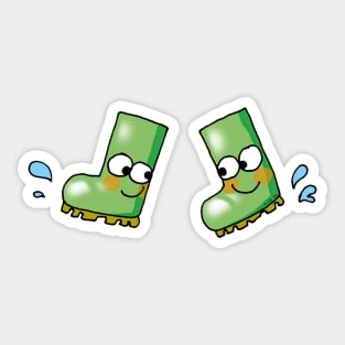 green rain boots Sticker